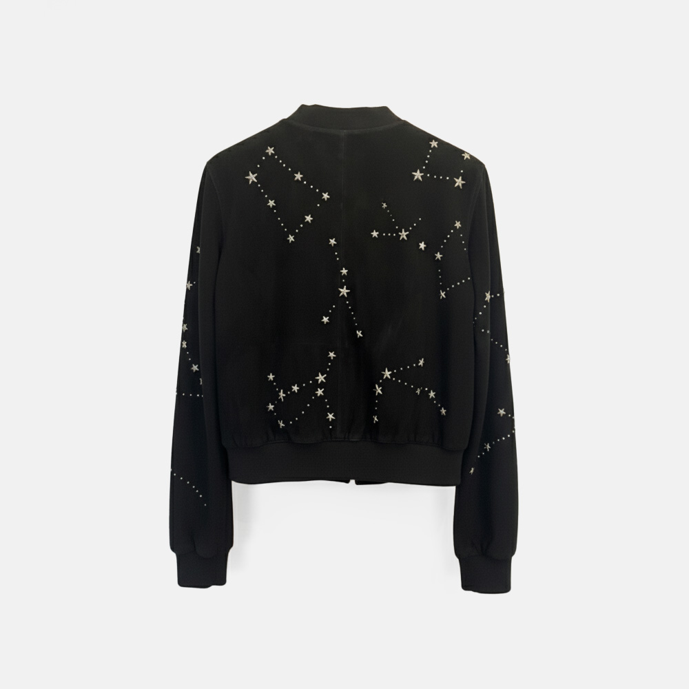 Super Flea Market+AllSaints+Black suede jacket with star rivets+Brand archive2